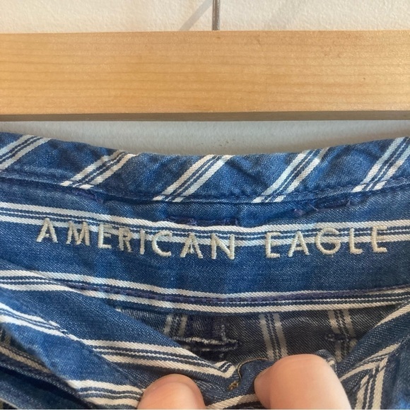 AMERICAN EAGLE Sz 14 Wide Leg Striped Comfort Pants with Pockets and Drawstring - Picture 6 of 13